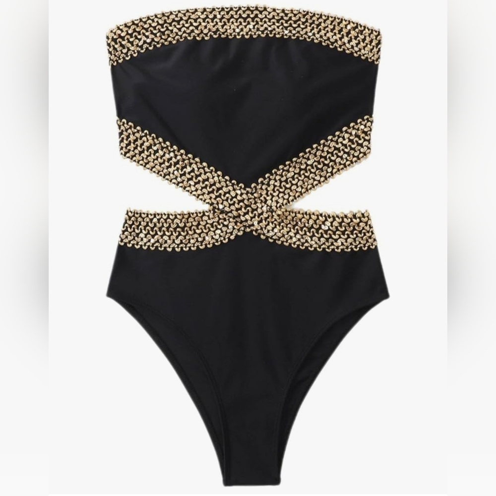 Milumia Women's Strapless Cut Out Bandeau Bathing Suit - Picture 2 of 6